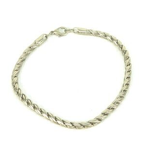 Vintage Silver-Tone Twisted Rope Link Bracelet Minimalist Classic 1970s‎ Jewelry